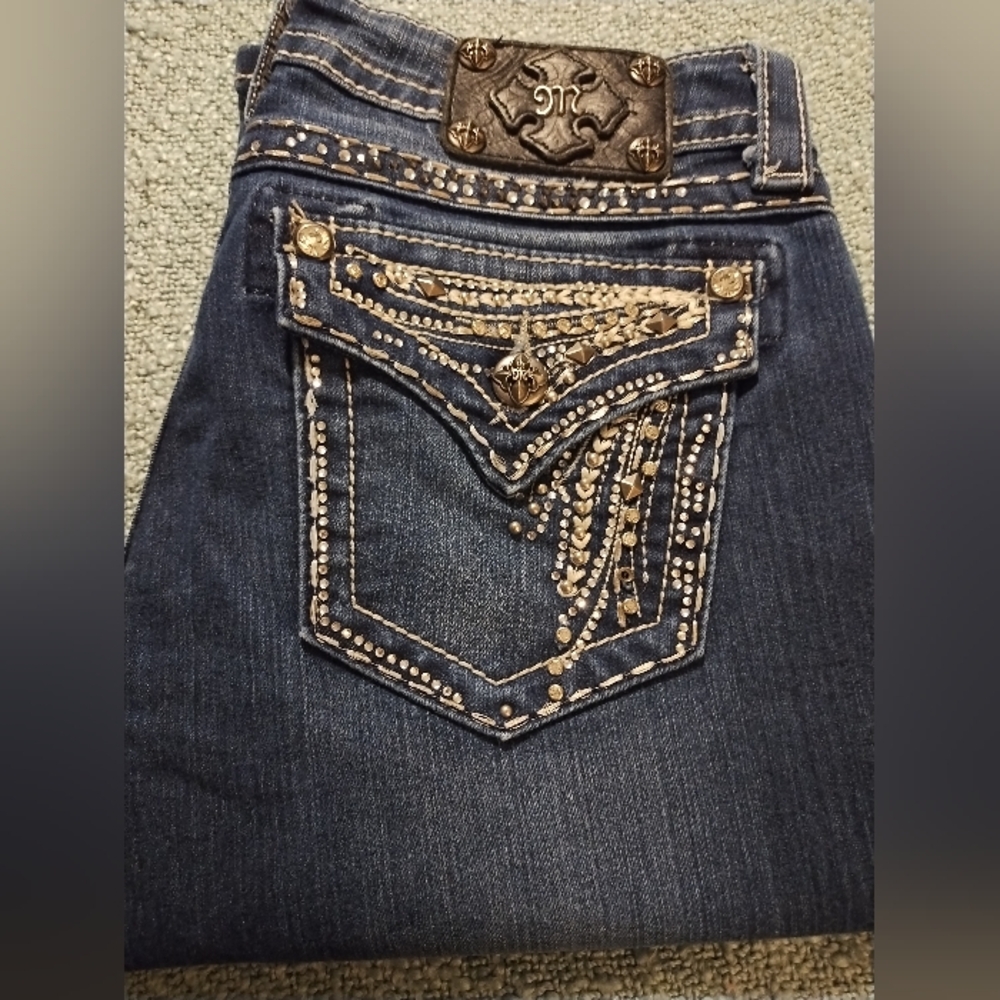 Miss Me Navy Jeans with Silver Accents